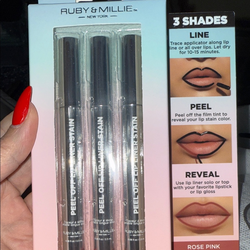 Tattoo lip Stain Set - Rose, brown, berry.